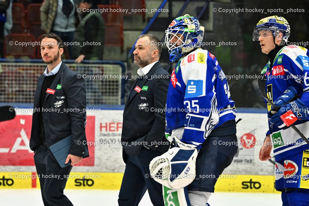 EC IDM WÄRMEPUMPEN VSV vs. MOSER MEDICAL GRAZ99ERS | Marco Pewal Assistant Coach EC VSV, Pierre Allard Headcoach EC VSV, #35 Joe Cannata EC VSV, EC IDM WÄRMEPUMPEN VSV vs. MOSER MEDICAL GRAZ99ERS, EC IDM WÄRMEPUMPEN VSV vs. MOSER MEDICAL GRAZ99ERS am 17.03.2026 in Villach (Stadthalle Villach), Austria, (Photo by Bernd Stefan)