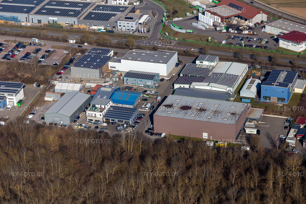 Luftbild: Gewerbepark West II (Pfalz) in Herxheim bei Landau im Bundesland Rheinland-Pfalz in Deutschland. Foto: IMG_125774.jpg vom 02.03.2021 durch Werner Riehm/FLY-FOTO.de