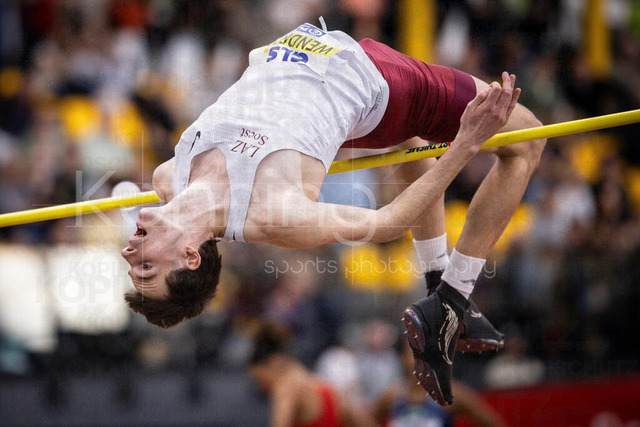 Deutsche Leichtathletik-Hallenmeisterschaften; Dortmund, 01.03.2026 | Falk Wendrich (LAZ Soest) ist Deutscher Hallenmeister im Hochsprung; Deutsche Leichtathletik-Hallenmeisterschaften am 01.03.2026 in der Helmut-Körnig-Halle in Dortmund. 