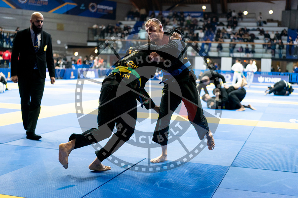 20240121PBB7038 | Fighters compete during the second day of the IBJJF European Championship in Paris, France, on January 21, 2024.
