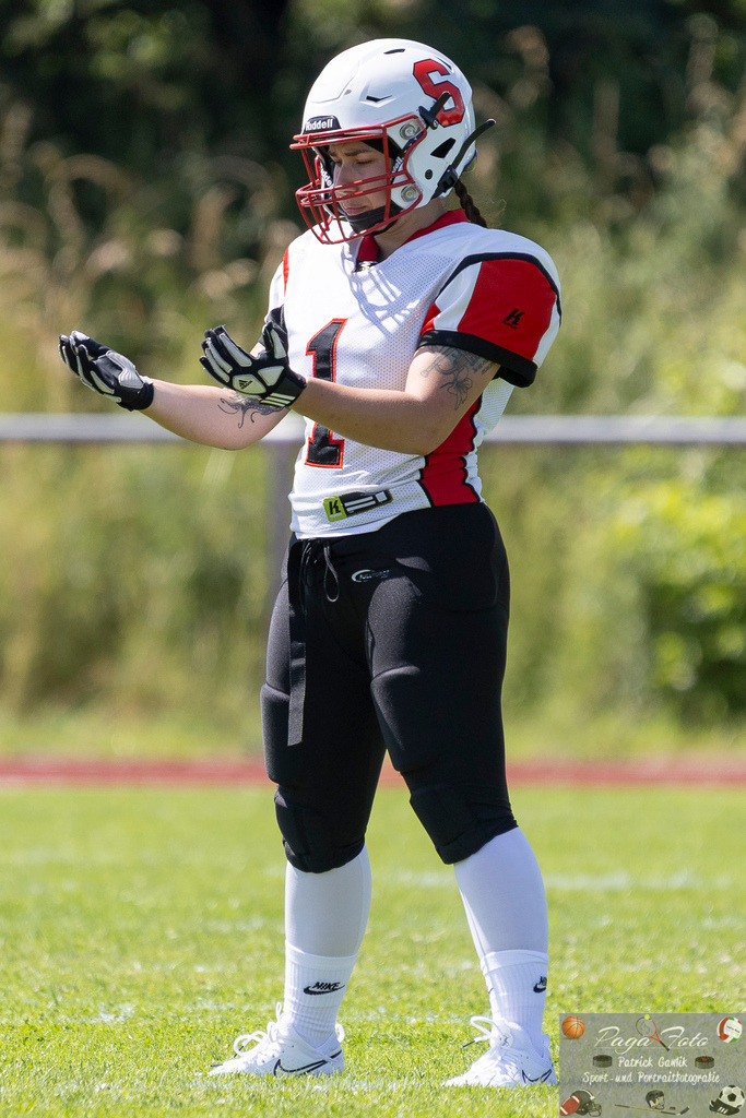 GFLW 1: German Football League Women 1: Rodgau Pioneers Ladies - Stuttgart Scorpions Sisters, 07.06.2026 | Celina Elise Port (Stuttgart Scorpions Sisters #1), Freisteller, Portrait / Porträt, Rodgau Pioneers Ladies - Stuttgart Scorpions Sisters, Rodgau, Maingau-Energie-Stadion "Am Weichsee", 7.6.2026 - Realisiert mit Pictrs.com