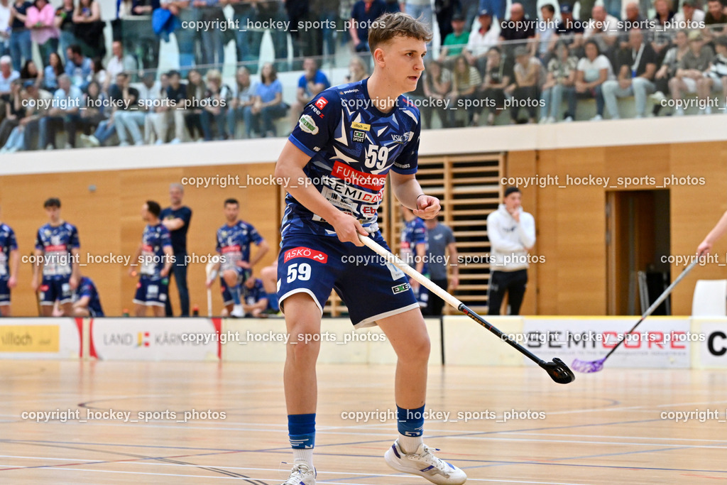 VSV Unihockey vs. Wiener Floorball Verein | #59 Nino Forelli VSV Unihockey, VSV Unihockey vs. Wiener Floorball Verein, VSV Unihockey vs. Wiener Floorball Verein am 18.05.2025 in Villach (Ballspielhalle St. Martin), Austria, (Photo by Bernd Stefan)