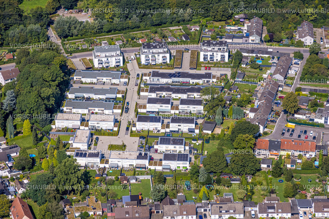 Gladbeck240806065 | Luftbild, Wohngebiet Wohnsiedlung Alter Sportplatz mit Flachdach Bungalows, Brauck, Gladbeck, Ruhrgebiet, Nordrhein-Westfalen, Deutschland
