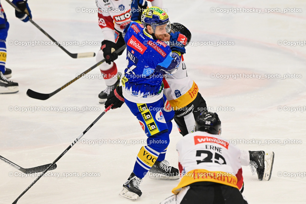 EC IDM Wärmepumpen VSV vs. Pioneers Vorarlberg | #46 WALL Alex EC VSV, #5 Lundegard Jakob PIONEERS VORARLBERG, EC IDM Wärmepumpen VSV vs. Pioneers Vorarlberg, EC IDM Wärmepumpen VSV vs. Pioneers Vorarlberg am 14.12.2024 in Villach (Stadthalle Villach), Austria, (Photo by Bernd Stefan)