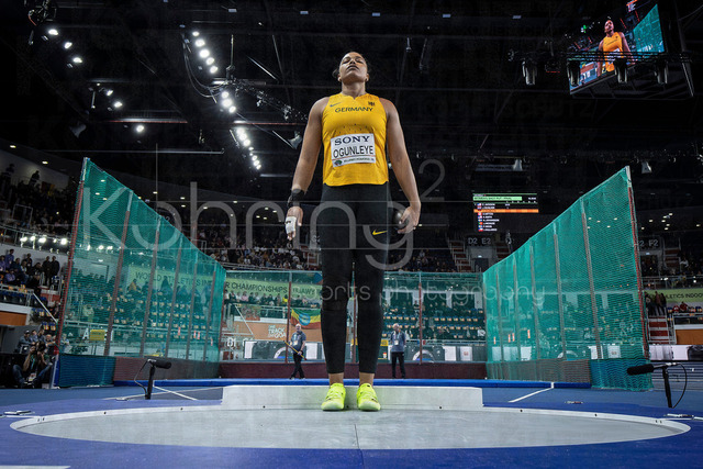 World Athletics Indoor Championships Kujawy Pomorze 26, 20.03.2026 | TORUN, POLAND - MARCH 20:  Yemisi OGUNLEYE (GER) competes in the women's shot put during the World Athletics Indoor Championships Kujawy Pomorze 26 on day 1 / session 2 at Kujawsko-Pomorska Arena Torun on March 20, 2026 in Torun, Poland. 
