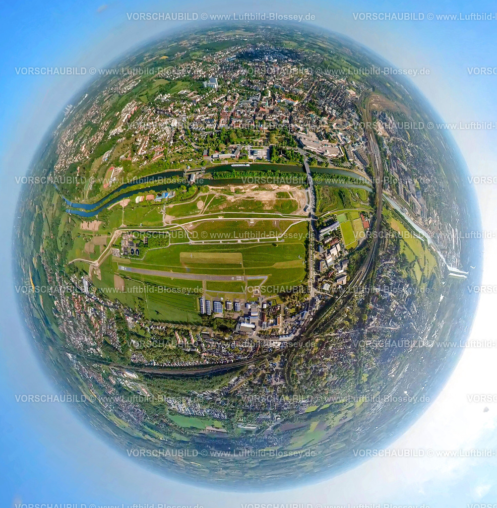 Hamm230520006LippekanteLippestrandFlugplatz-2 | Luftbild, Lippestrand Erlebensraum Baustelle, Flugplatz Lippewiesen, City, Erdkugel, Fisheye Aufnahme, Fischaugen Aufnahme, 360 Grad Aufnahme, Mitte, Hamm, Ruhrgebiet, Nordrhein-Westfalen, Deutschland