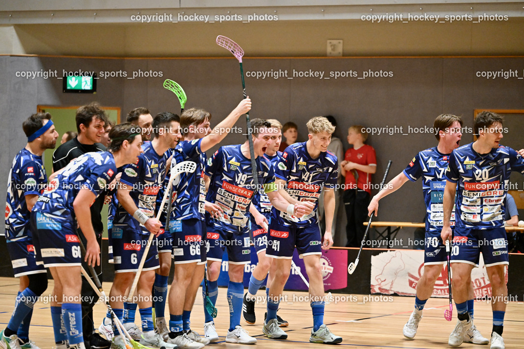 KAC Floorball vs. VSV Unihockey | Jubel VSV Unihockey Mannschaft, KAC Floorball vs. VSV Unihockey, KAC Floorball vs. VSV Unihockey am 21.03.2026 in Klagenfurt (Ballspielhalle Waidmannsdorf), Austria, (Photo by Bernd Stefan)
