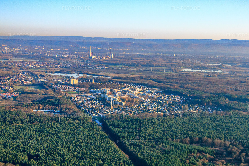 Luftbild: Ortsteil Dorschberg von Westen in Wörth am Rhein im Bundesland Rheinland-Pfalz in Deutschland. Foto: IMG_22629.jpg vom 19.11.2009 durch Werner Riehm/FLY-FOTO.de