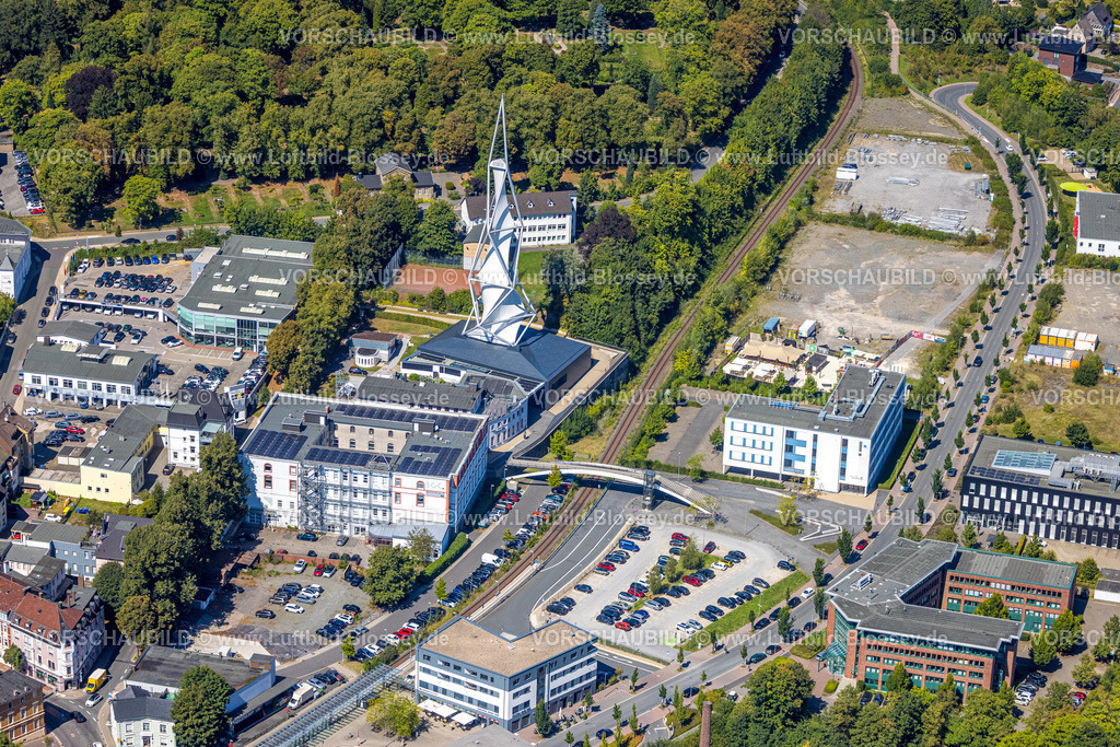 Luedenscheid250813961 | Luftbild, Phänomenta Science Center, Turm am Phänomenta-Weg Technikzentrum Südwestfalen, EGC EntwicklungsCentrum und GründerCentrum, Lüdenscheid-Stadt, Lüdenscheid, Sauerland, Nordrhein-Westfalen, Deutschland