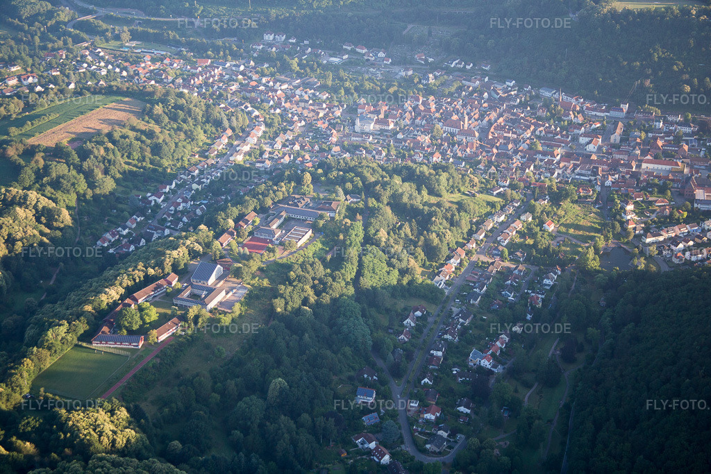 Luftbild: Evangelisches Trifels Gymnasium in Annweiler am Trifels im Bundesland Rheinland-Pfalz in Deutschland. Foto: IMG_091595.jpg vom 10.07.2016 durch Werner Riehm/FLY-FOTO.de