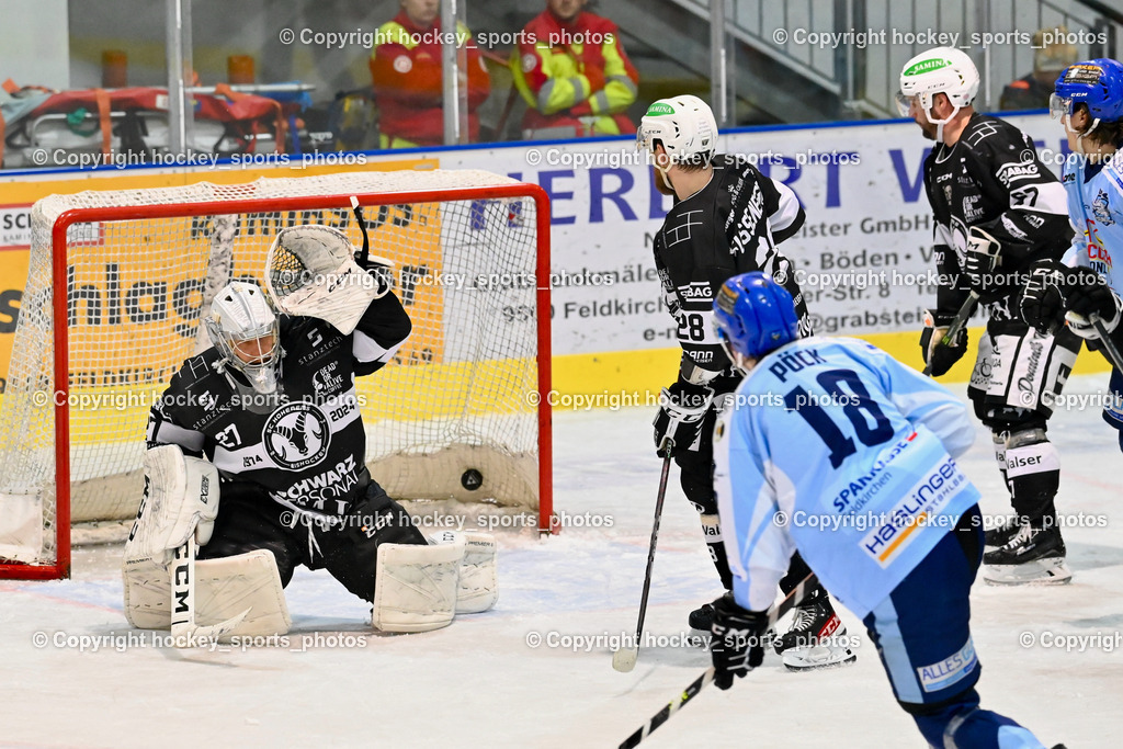 ESC Steindorf vs. SC Hohenems 11.3.2023 | #27 Fritz Matthias, Tor ESC Steindorf, #28 Fussenegger Jürgen, #18 Pöck Markus