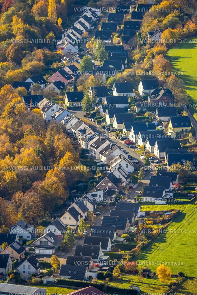 Wetter251104293 | Luftbild, Reihenhaus Wohnsiedlung Geschwister-Scholl-Straße, herbstliche Bäume, Wengern, Wetter, Ruhrgebiet, Nordrhein-Westfalen, Deutschland
