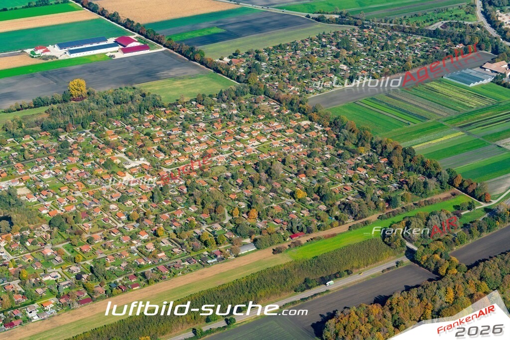 aktuelles Luftbild von Kleingarten Dachau - Luftaufnahme wurde 2018 von https://frankenair.de mittels Flugzeug (keine Drohne) erstellt.