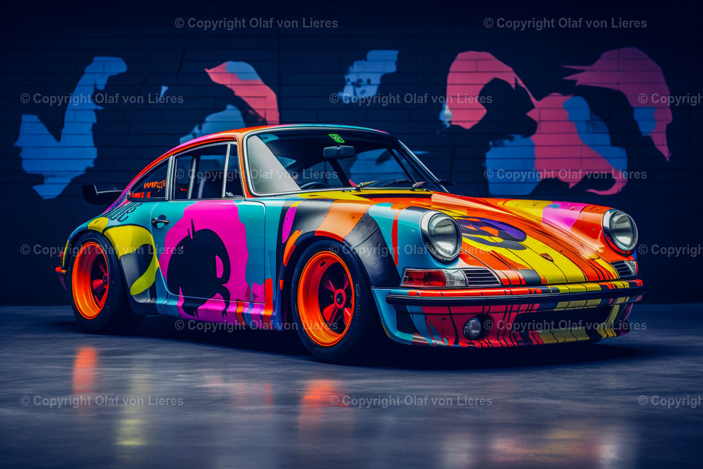 bunter Porsche | alter Porsche in bunten Farben