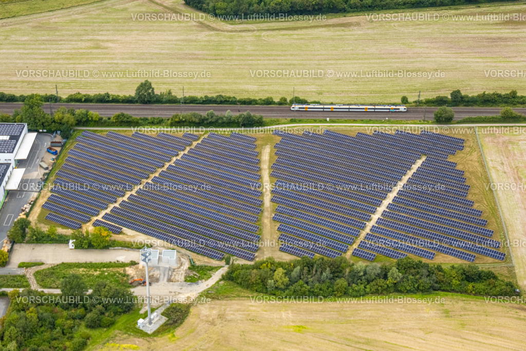 Ahlen230803097 | Luftbild, uftbild, Solarpark Gersteinweg, S-Bahn, Bergeickel, Ahlen, Ruhrgebiet, Nordrhein-Westfalen, Deutschland