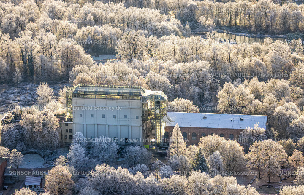Hamm221202601 | Luftbild, Winterlicher Maximilianpark Freizeitpark mit Glaselefant, Uentrop, Hamm, Ruhrgebiet, Nordrhein-Westfalen, Deutschland