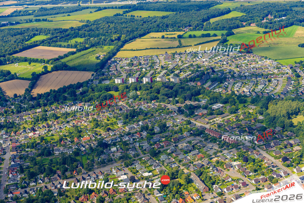 Luftaufnahme Gartenstadt Neumünster - Die Luftaufnahme wurde 2025 vom UL-Flugzeug heraus erstellt ( ohne Drohne ) - Hochauflösende Luftaufnahme - für professionelle Ausdrucke geeignet. Die Geschenkidee !Mit Lizenz und Bildrechte bestellbar