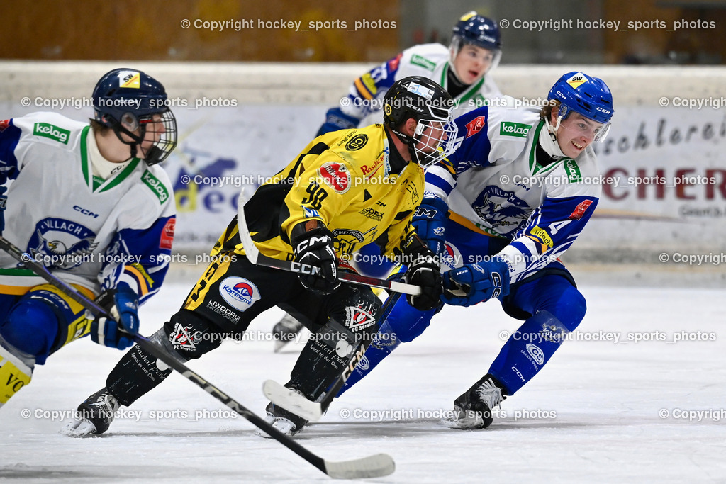 MET PHOTOVOLTAIK HORNETS SPITTAL vs. EC VSV juniors U20  | #98 Thalhammer Dominic EC Hornets Spittal, #4 Raspotnig Julian EC VSV juniors U20, MET PHOTOVOLTAIK HORNETS SPITTAL vs. EC VSV juniors U20 , MET PHOTOVOLTAIK HORNETS SPITTAL vs. EC VSV juniors U20  am 05.11.2024 in Spittal an der Drau (Goldeck Stadion), Austria, (Photo by Bernd Stefan)