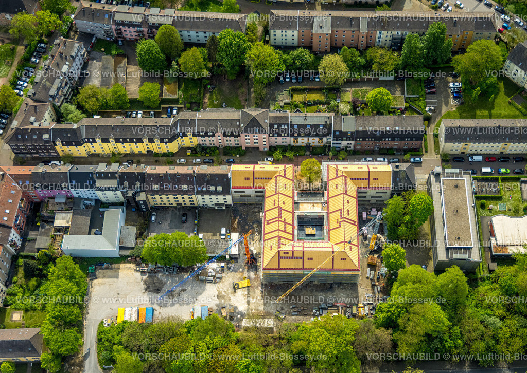 Essen240400573 | Luftbild, Baustelle und Neubau Tiegelschule Tiegelstraße 27-31, Nordviertel, Essen, Ruhrgebiet, Nordrhein-Westfalen, Deutschland