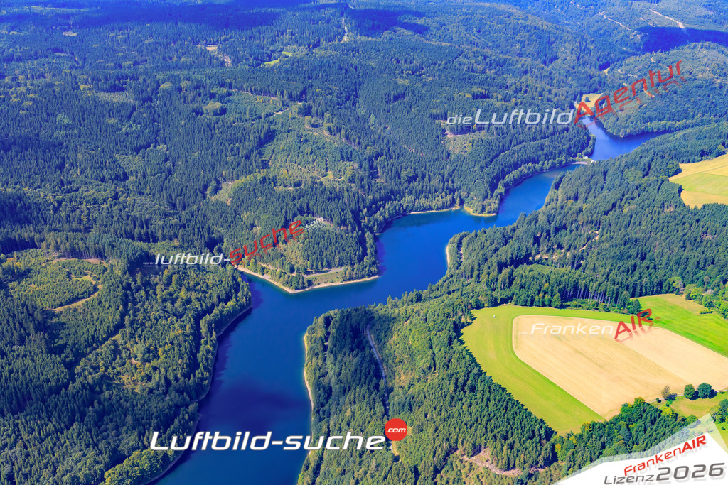 Die Luftaufnahme Mauthaustalsperre - Nordhalben wurde 2017 mittels Flugzeug (keine Drohne) erstellt. Perfekte Schärfe und Druck- Auflösung- Garantiert!