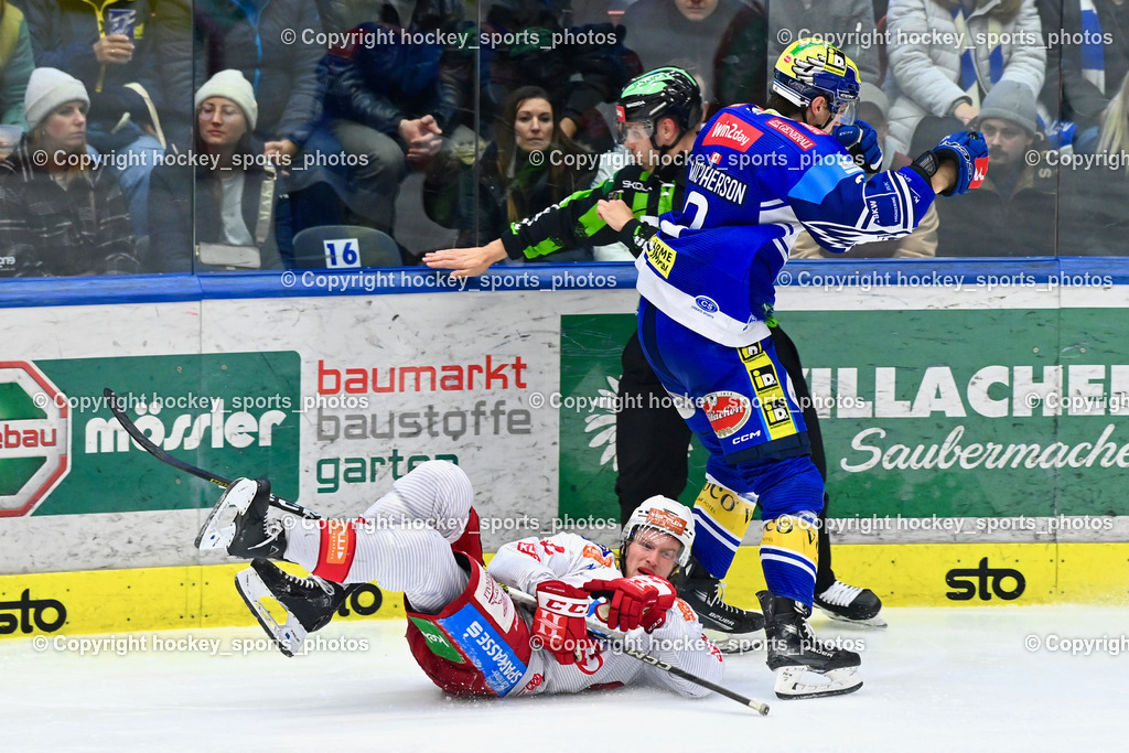 EC IDM WÄRMEPUMPEN VSV vs. EC KAC | #82  Nickl Thimo EC KAC, #2 MACPHERSON Dylan EC VSV, EC IDM WÄRMEPUMPEN VSV vs. EC KAC, EC IDM WÄRMEPUMPEN VSV vs. EC KAC am 02.02.2025 in Villach (Stadthalle Villach), Austria, (Photo by Bernd Stefan)