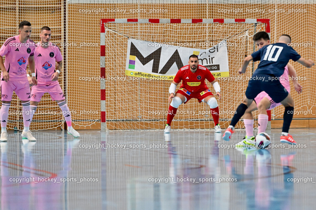 Carinthia Flamengo Futsal Club vs. LPSV-K | #7 Enes Brdjanovic Carinthia Flamengo, #24 Zoran Vukovic Carinthia Flamengo, #1 Youssef Helal Carinthia Flamengo, #10 Samir Nuhanovic LPSV-K, Carinthia Flamengo Futsal Club vs. LPSV-K, Carinthia Flamengo Futsal Club vs. LPSV-K am 03.11.2024 in Klagenfurt (Ballspielhalle Viktring), Austria, (Photo by Bernd Stefan)