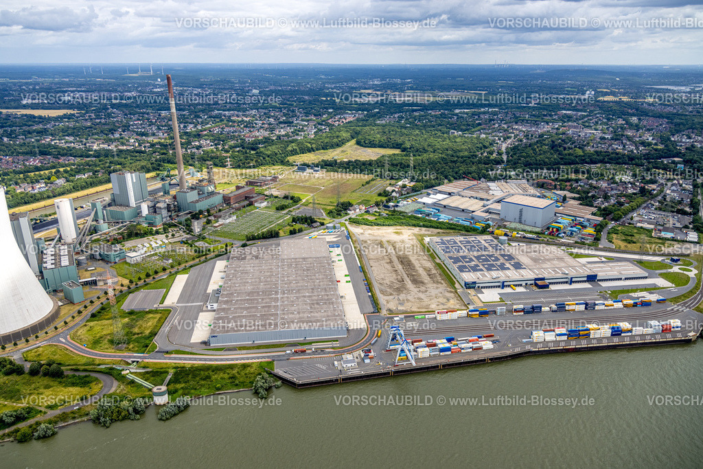 Duisburg240702030-Nord | Luftbild, Duisburg-Nord, duisport logport VI (Sechs), STEAG Kraftwerk Walsum, Fluss Rhein, Alt-Walsum, Duisburg, Ruhrgebiet, Nordrhein-Westfalen, Deutschland