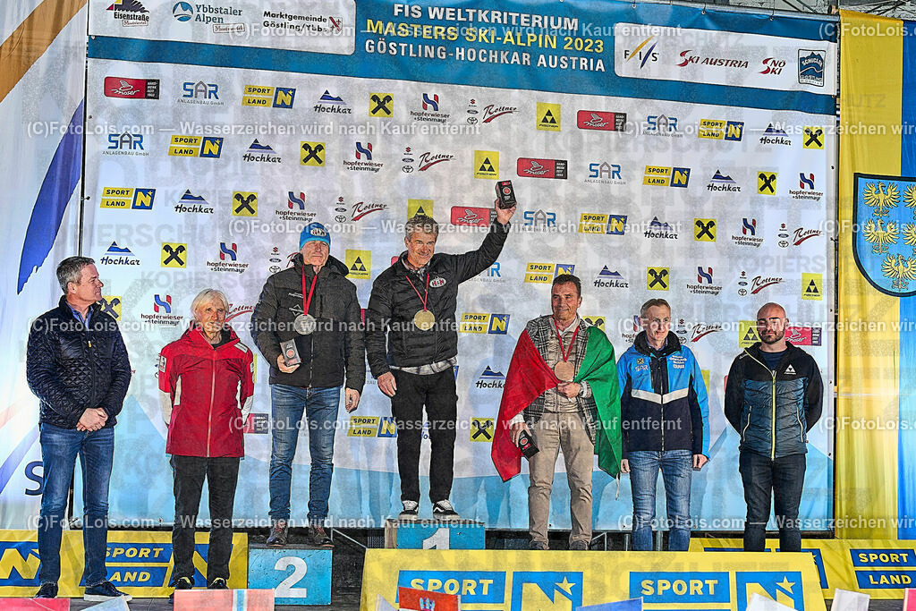 ALP4208_WCM-GS_Kat-B_Siegerehrung | (C)FotoLois.com, Alois Spandl, World Criterium Masters Ski Alpin 2023 Hochkar, Slalom C, GS-B, SuperGiant A, Di 21. März 2023.
