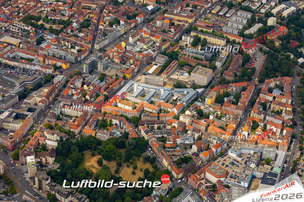 aktuelles Luftbild von Baerenschanzstrasse  Nuernberg - Luftaufnahme wurde 2019 von https://frankenair.de mittels Flugzeug (keine Drohne) erstellt.