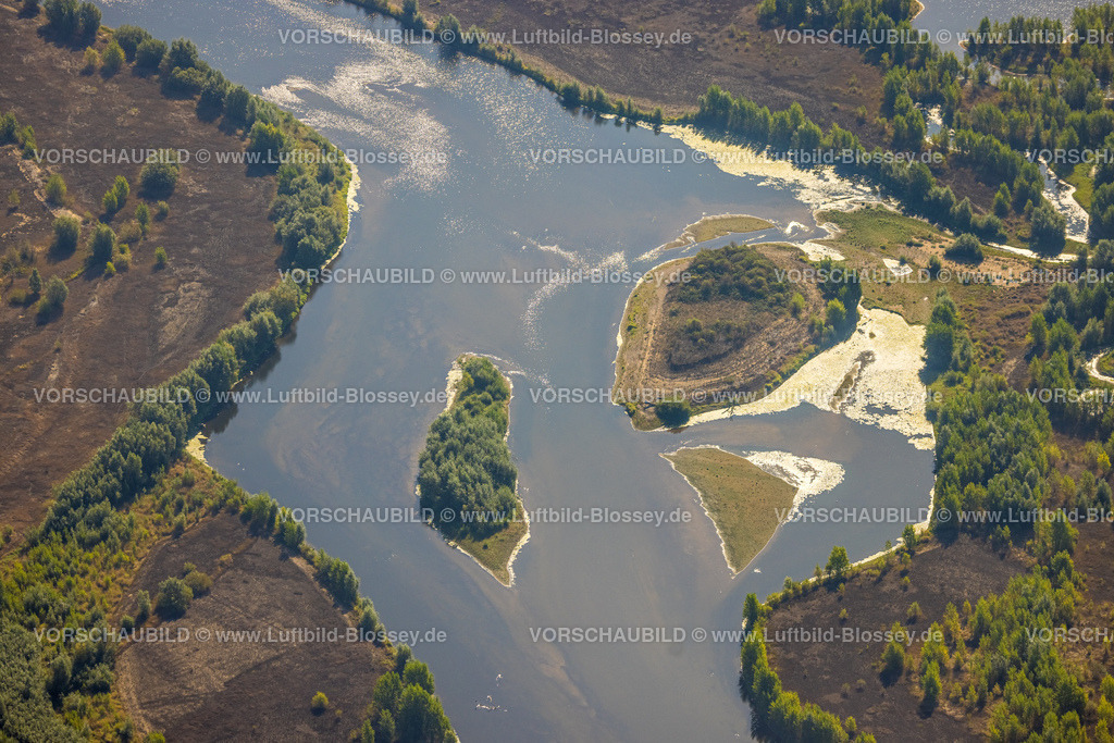 Wesel220806161 | Luftbild, Lippemündungsraum, Naturschutzgebiet Lippemündung, Flusslauf, Sandbänke, Wesel, Ruhrgebiet, Nordrhein-Westfalen, Deutschland