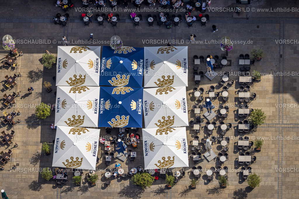 Dortmund230700129 | Luftbild, City Alter Markt, Außengastronomie mit Sonnenschirmen, City, Dortmund, Ruhrgebiet, Nordrhein-Westfalen, Deutschland