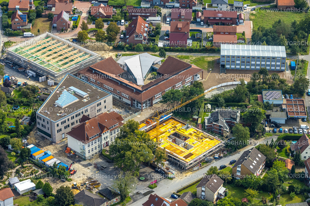 Hamm230902352 | Luftbild, Baustelle mit Neubau und Sanierung Arnold-Freymuth-Gesamtschule / Falkschule, Stadtbezirk Herringen, Hamm, Ruhrgebiet, Nordrhein-Westfalen, Deutschland