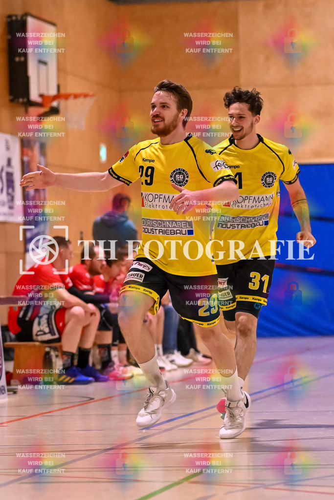 GER, SG Maulburg/Steinen - SG Koendringen/Teningen 2, Handball, Landesliga, 21. Spieltag, Saison 2023/2024, 23.03.2024 | Jonas Rottler (SG Koendringen/Teningen 2, #29), Luca Bakhashwin (SG Koendringen/Teningen 2, #31)

GER, SG Maulburg/Steinen - SG Koendringen/Teningen 2, Handball, Landesliga, 21. Spieltag, Saison 2023/2024, 23.03.2024

Foto: TH Fotografie/Thomas Hess