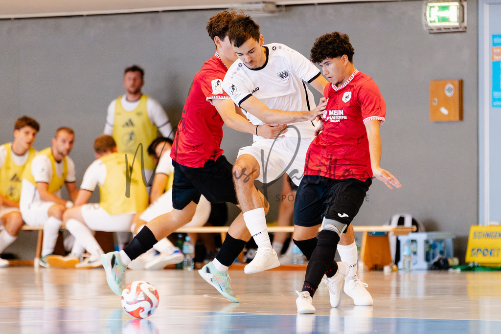 Futsal-Bundesliga, Saison 2025/2026, 2. Spieltag: SC Preußen Münster - FC Liria Futsal Berlin | Futsal-Bundesliga, Saison 2025/2026, 2. Spieltag, SC Preußen Münster empfängt FC Liria Berlin in der Universitäts-Sporthalle in Münster. Foto: sportfotografie.ms | Markus Paletta - Realisiert mit Pictrs.com