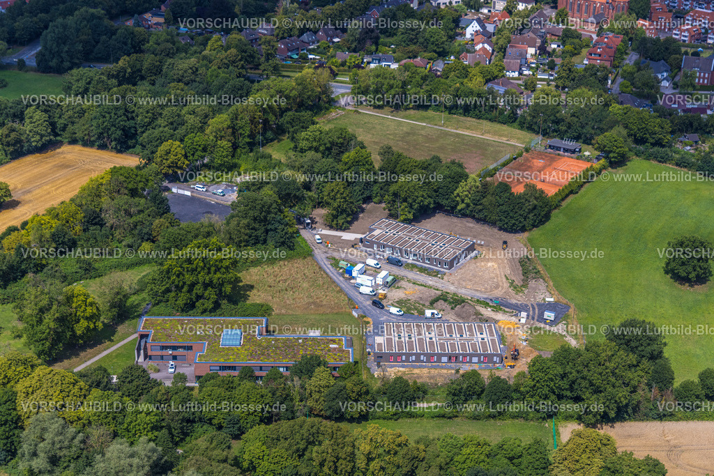 Hamm250702471Heessen | Luftbild, Baustelle mit Kita-Neubau des SVE Heessen, Sportanlage DJK Heessen, Schloßstraße, Stadtbezirk Heessen, Hamm, Ruhrgebiet, Nordrhein-Westfalen, Deutschland