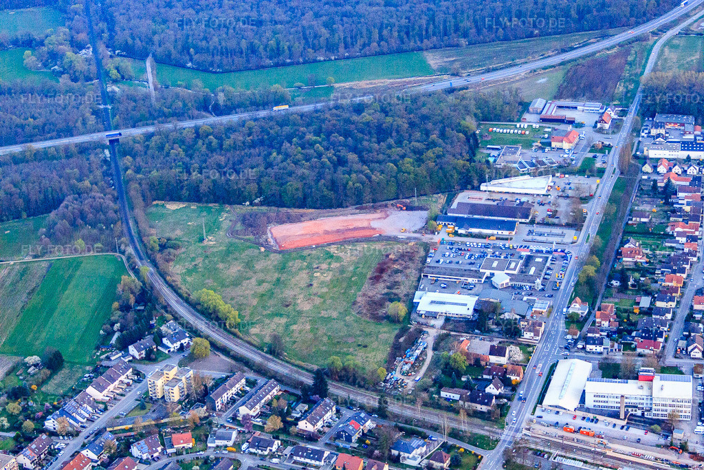 Luftbild: Baustelle EDEKA Neubau in der Lauterburger Straße in Kandel im Bundesland Rheinland-Pfalz in Deutschland. Foto: IMG_63602.jpg vom 28.03.2014 durch Werner Riehm/FLY-FOTO.de