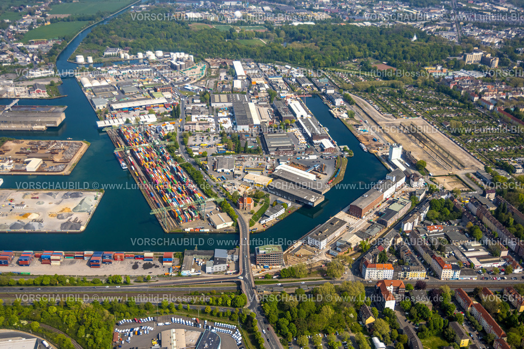 Dortmund220500800DortmunderHafen | Luftbild vom Dortmunder Hafen mit Speicherstraße und Kanalstraße, e-port-dortmund, Dortmund-Ems-Kanal, Containerhafen,  Hafen, Dortmund, Ruhrgebiet, Nordrhein-Westfalen, Deutschland 