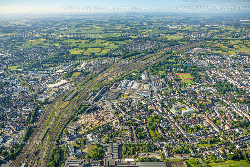 Hamm220601634 | Luftbild, WDI Westfälische Drahtindustrie, Rangierbahnhof und Güterbahnhof, Baugebiet zwischen Wilhelmstraße und Kleine Alleestraße, Mitte, Hamm, Ruhrgebiet, Nordrhein-Westfalen, Deutschland