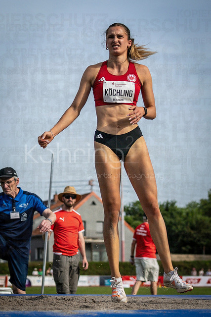 61. Internationales Pfingstsportfest; Rehlingen-Siersburg, 24.05.2026 | REHLINGEN , GERMANY - MAY 24: Finja Köchling (GER/Eintracht Frankfurt e.V.), long jump during the 61. Internationales Pfingstsportfest on 24.05.2026 at the  Bungertstadion in Rehlingen-Siersburg (Saarland / Deutschland).