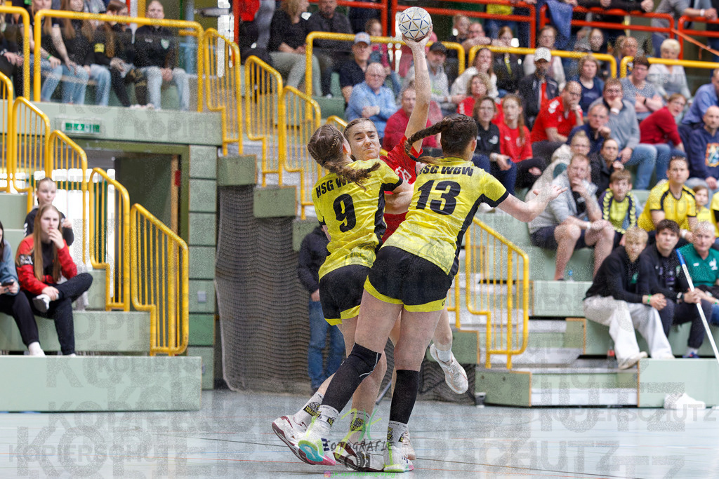 Hessenmeisterschaft wJC - Finale; HSG Kleenheim - HSG Weiterstadt/ Braunsh.Worf. | Hessenmeisterschaft wJC - Finale; HSG Kleenheim - HSG Weiterstadt/ Braunsh.Worf. am 22.03.2025 in Biedenkopf (Sporthalle Lahntalschule)Photo © 2025 - Jörg Heinrich - Realisiert mit Pictrs.com