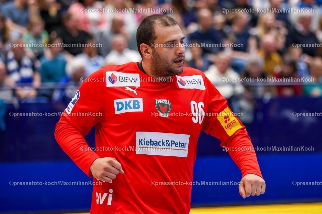 xkwix12042602014 | 2026.04.12, xkwix, Handball, HBL, TBV Lemgo Lippe -  Füchse Berlin, PHOENIX CONTACT arena, 28.Spieltag, Saison 2025 / 2026: Dejan Milosavljev (Füchse Berlin #96) motiviert DFB regulations prohibit any use of photographs as image sequences and or quasi-video. Photo: xKamilxWilkowskixPressefotoKochx