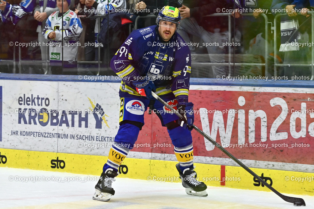 EC IDM WÄRMEPUMPEN VSV vs. Steinbach Black Wings Linz | #91 Nick Hutchison EC VSV, EC IDM WÄRMEPUMPEN VSV vs. Steinbach Black Wings Linz, EC IDM WÄRMEPUMPEN VSV vs. Steinbach Black Wings Linz am 28.11.2025 in Villach (Stadthalle Villach), Austria, (Photo by Bernd Stefan)