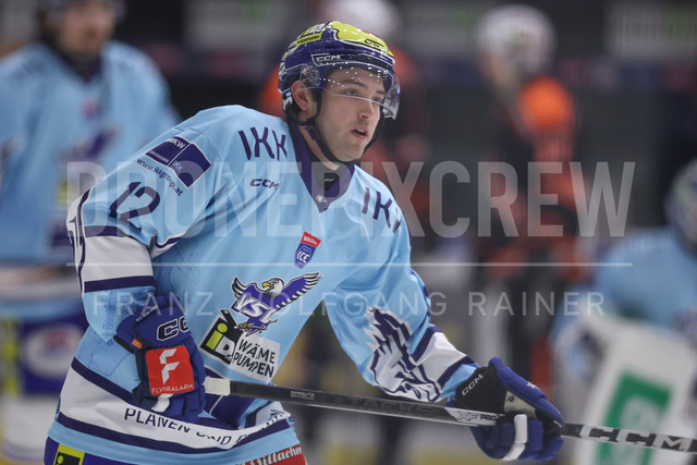 Moser Medical Graz 99ers vs EC iDM Wärmepumpen VSV – Ice Hockey, 27.02.2026    | Graz, Austria, 27.FEB.26 - ICE HOCKEY - ICE Hockey League, Graz 99ers vs Villacher SV. The image shows Brett Budgell (EC VSV).     