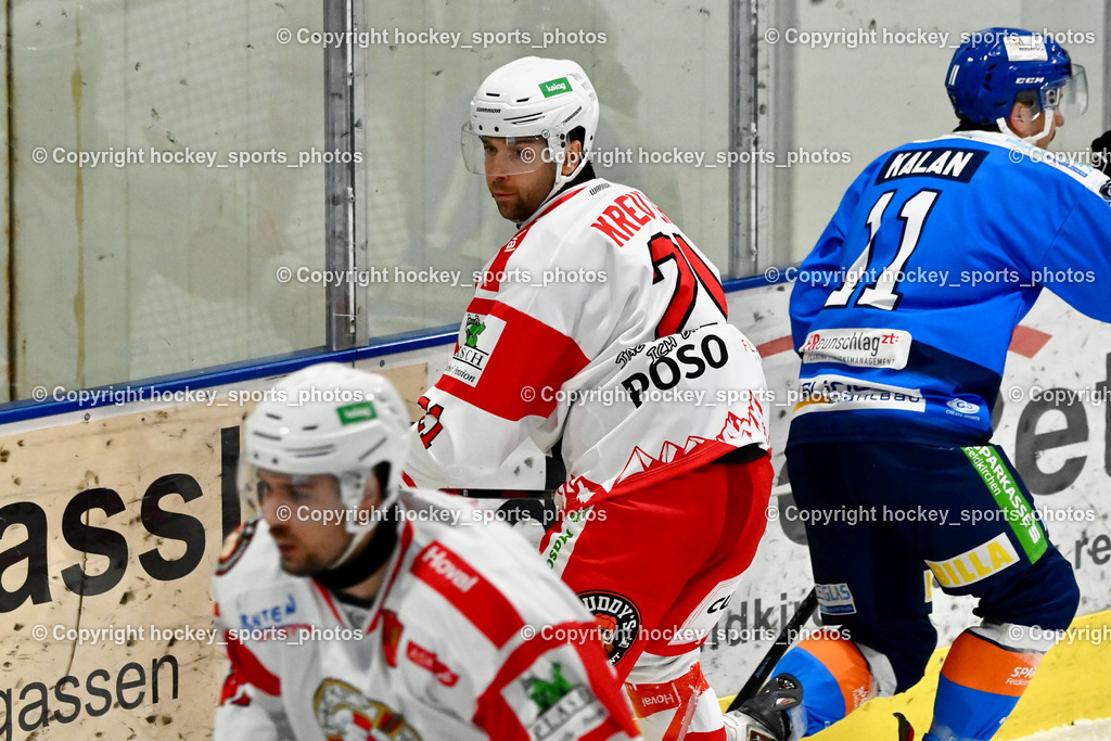 ESC Sparkasse Steindorf vs. ESV Ferlach | #21 Kreuter David ESV Ferlach, #11 Kalan Luka ESC Steindorf, ESC Sparkasse Steindorf vs. ESV Ferlach, ESC Sparkasse Steindorf vs. ESV Ferlach am 22.02.2026 in Steindorf  (Ossiachersee Halle ), Austria, (Photo by Bernd Stefan)