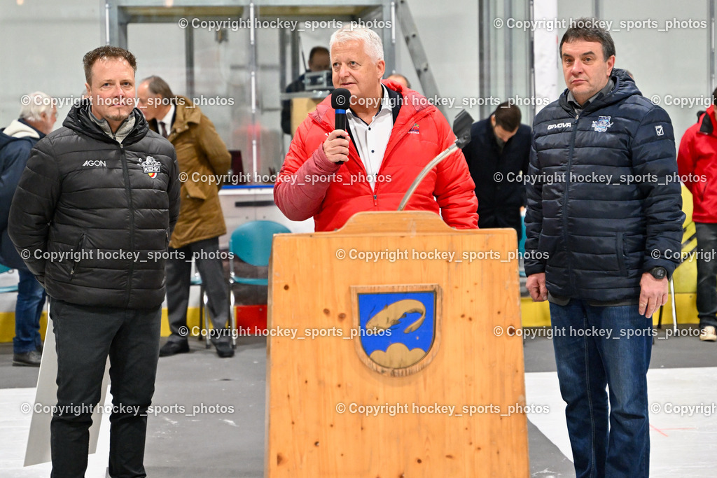 ESC Soccerzone Steindorf 50 Jahr Feier 26.2.2023 | KEHV Präsident Michael Herzog Löschnig, ÖEHV Präsident Klaus Hartmann, Obmann ESC Steindorf Hans Tschernutter