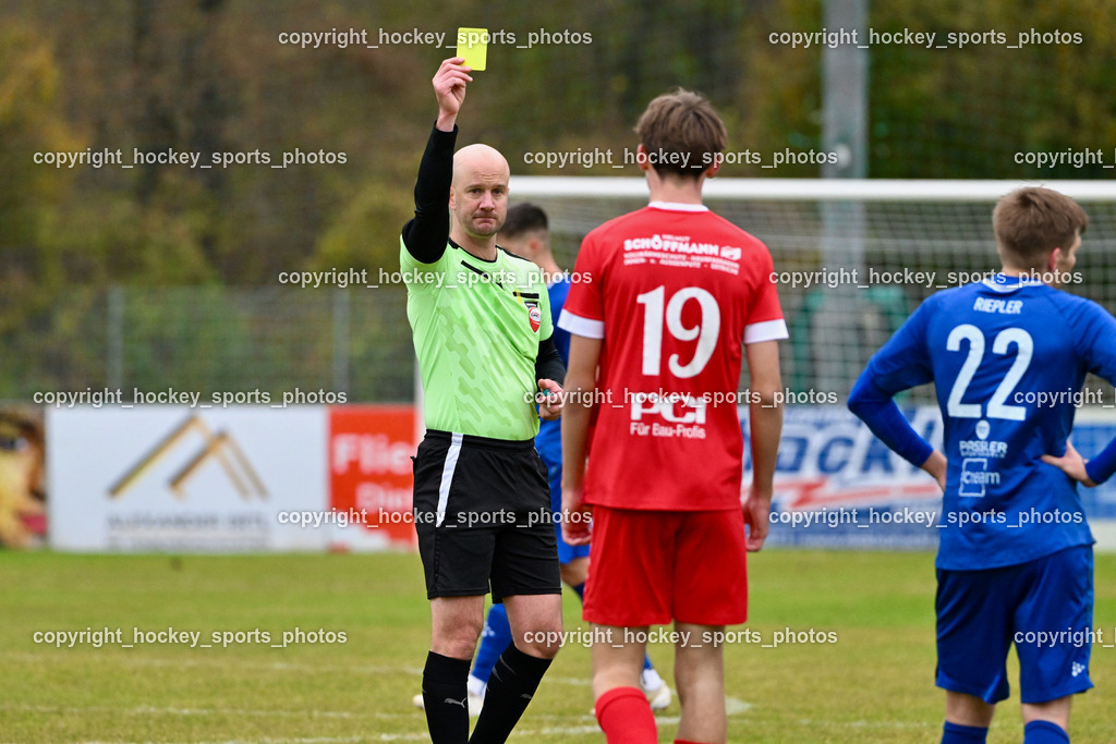 SV Rothenthurn vs. Union Matrei | Jan Lap Referee, Gelbe Karte, #19 Christoph David Supersberger SV Rothenthurn, #22 Lucas Ott SV Rothenthurn, SV Rothenthurn vs. Union Matrei, SV Rothenthurn vs. Union Matrei am 09.11.2024 in Rothenthurn (Sportplatz Rothenthurn), Austria, (Photo by Bernd Stefan)