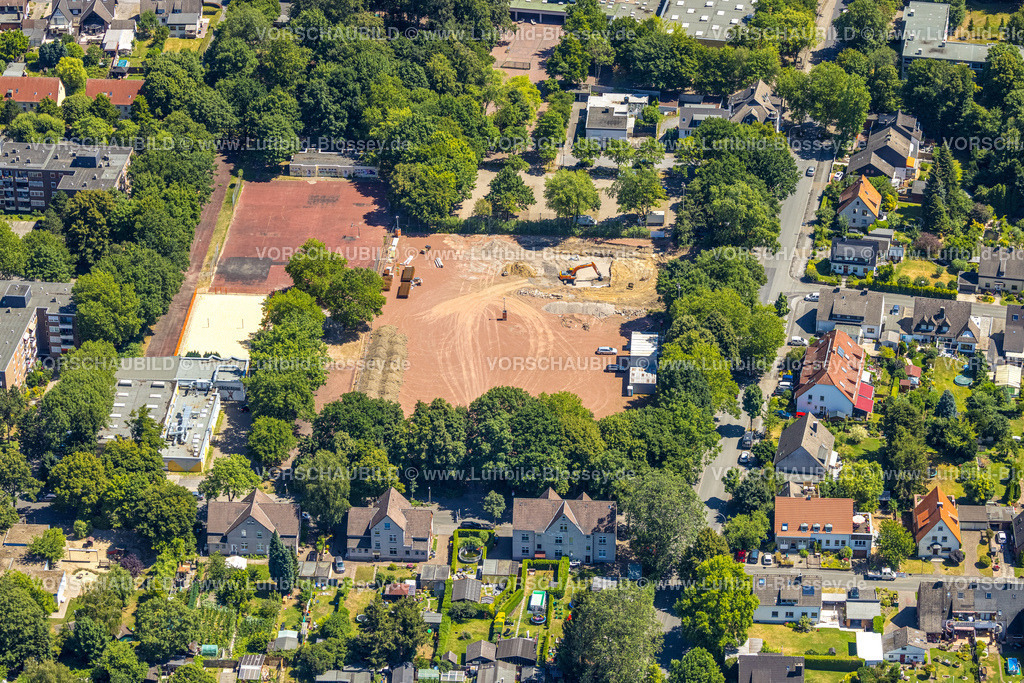 Dortmund220705904 | Luftbild, Ansicht Ortsteil Nette, Sportanlage Baustelle am Schulzentrum, Nette, Dortmund, Ruhrgebiet, Nordrhein-Westfalen, Deutschland