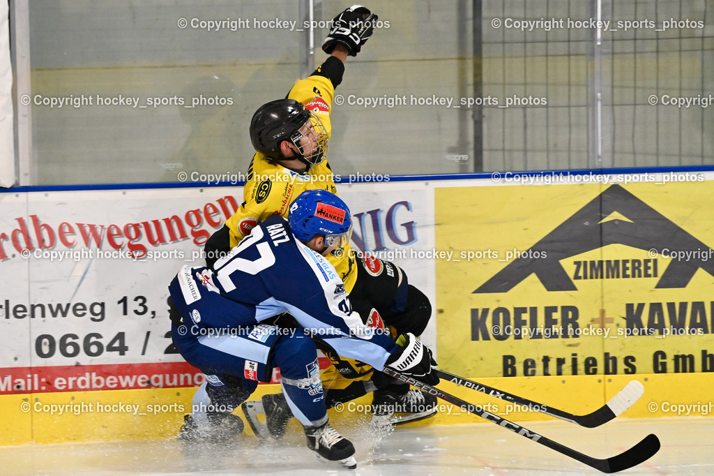 ESC Steindorf vs. EC Hornets Spittal 25.2.2024 | #8 Komar Luca EC Hornets Spittal, #92 Ratz Patrick ESC Steindorf, ESC Steindorf vs. EC Hornets Spittal 25.2.2024, ESC Steindorf vs. EC Hornets Spittal 25.2.2024 am 25.02.2024 in Steindorf (Ossiachersee Halle), Austria, (Photo by Bernd Stefan)