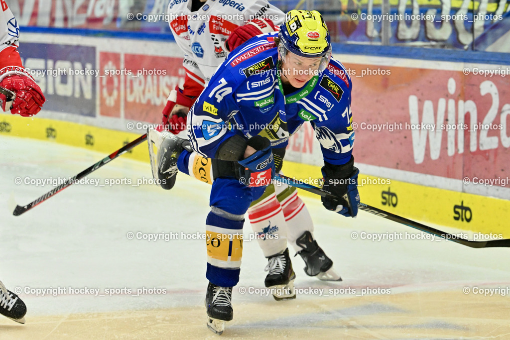 EC VSV vs. HC Bozen 16.2.2024 | #74 Golod Maxime, EC VSV vs. HC Bozen 16.2.2024, EC VSV vs. HC Bozen 16.2.2024 am 16.02.2024 in Villach (Stadthalle Villach), Austria, (Photo by Bernd Stefan)