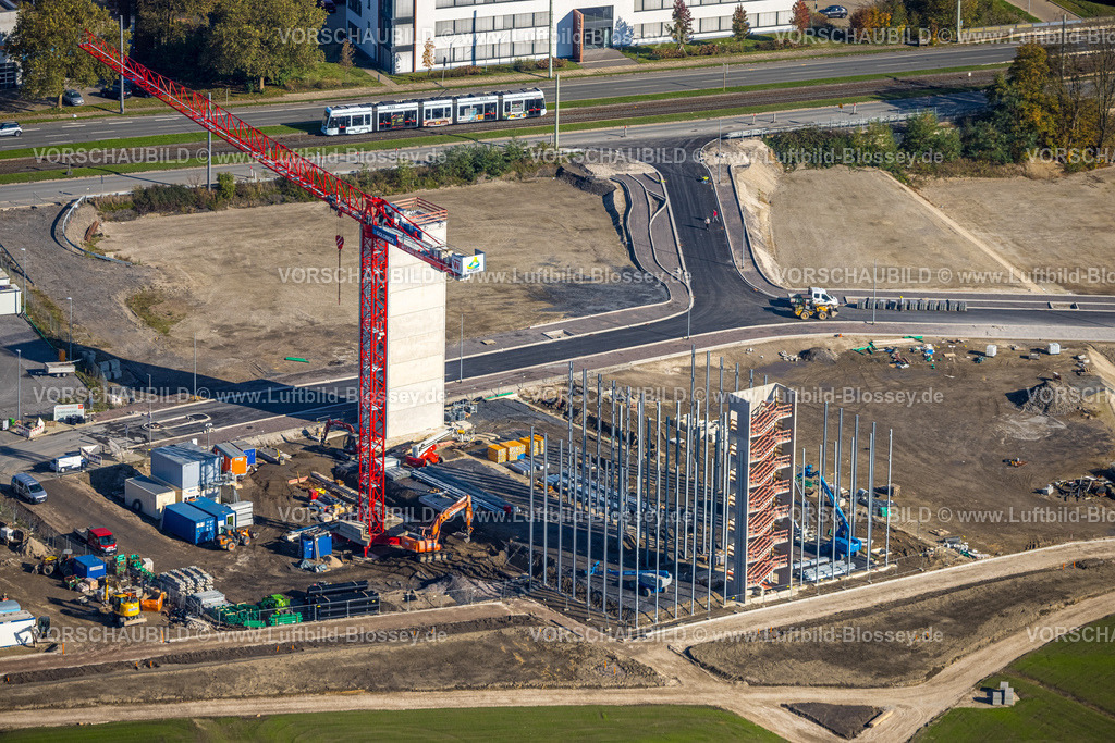 Bochum241016661 | Luftbild, Baustelle und Neubau an der Robert-Bosch-Straße, Großbaustelle Mark 51/7, Wissenschaftsquartier und Technologiequartier, O-Werk Campus, ehemaliges Opel Areal an der Autobahn A448, Altenbochum, Bochum, Ruhrgebiet, Nordrhein-Westfalen, Deutschland
